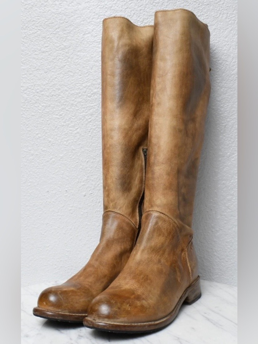 BED STU Women’s Classic Tall Leather Equestrian Riding Boots Camel Brown 9.5